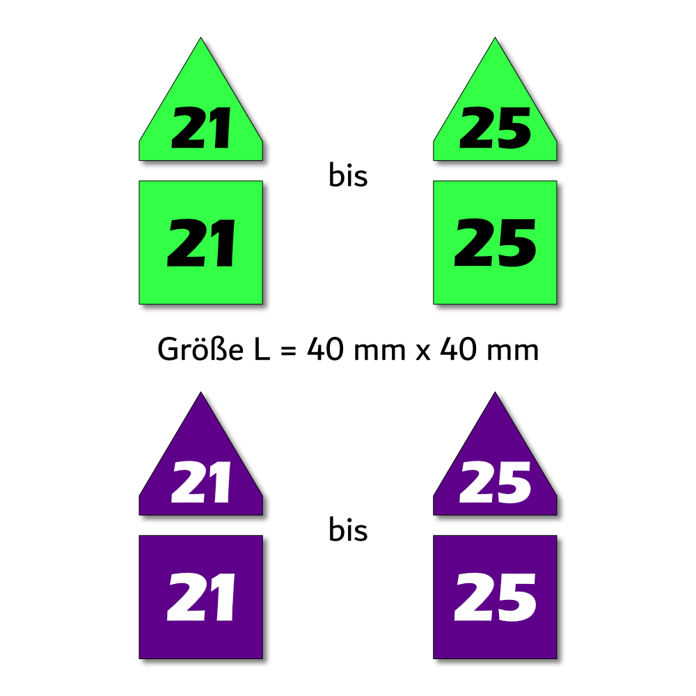 Magnetpfeile L 40 mm grün/violett