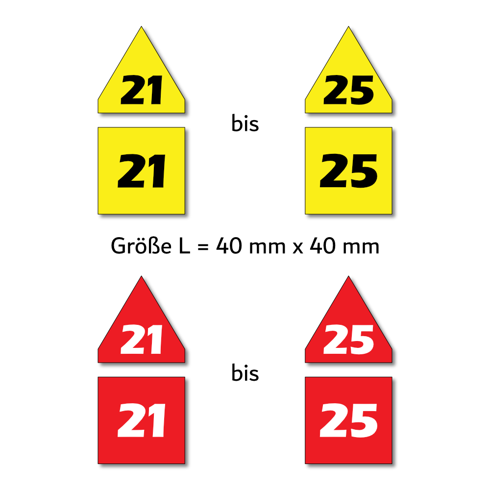 Magnetpfeile L 40 mm gelb/rot