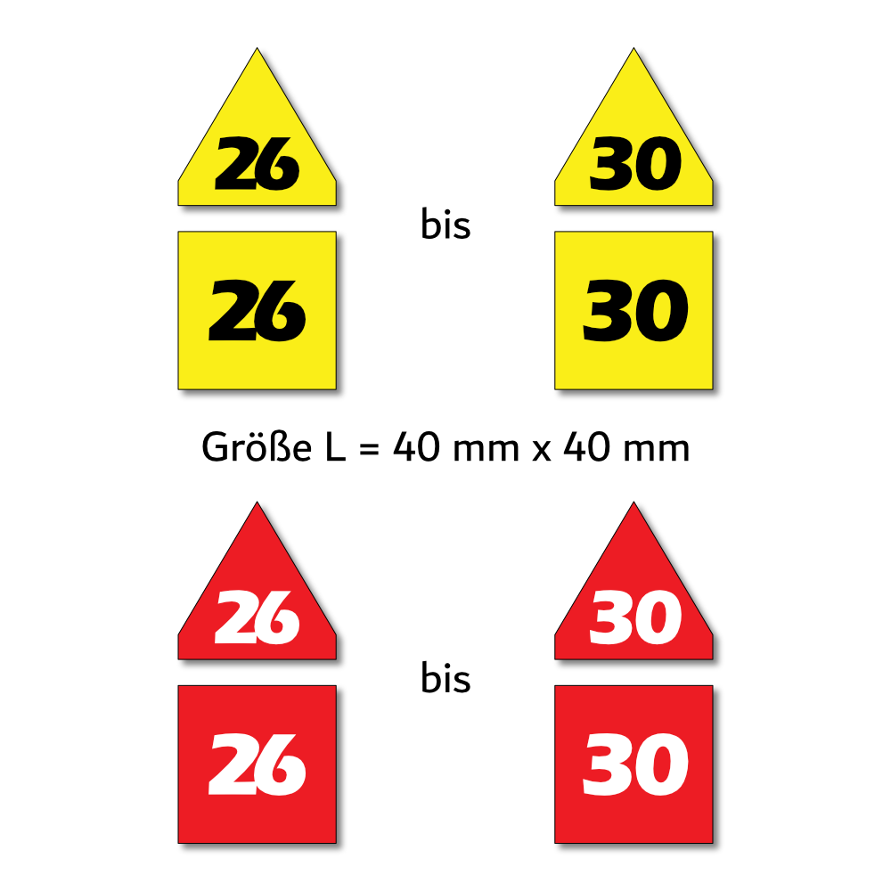 Magnetpfeile L 40 mm gelb/rot