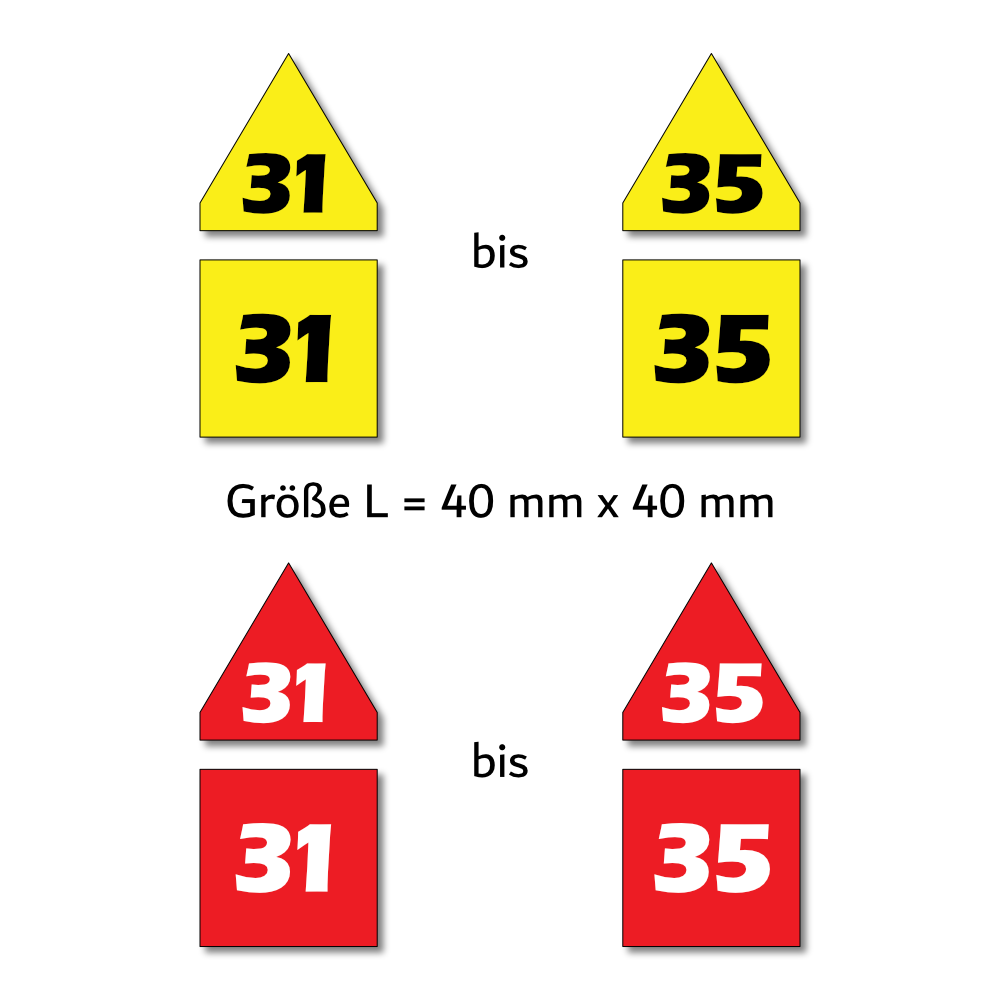 Magnetpfeile L 40 mm gelb/rot